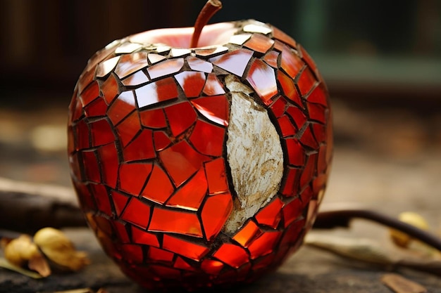 Apple with a cracked glass effect