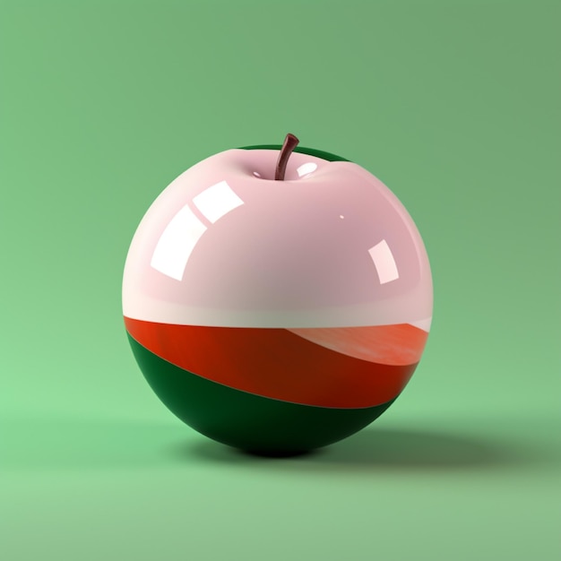 Apple with the flag on a green background 3d render