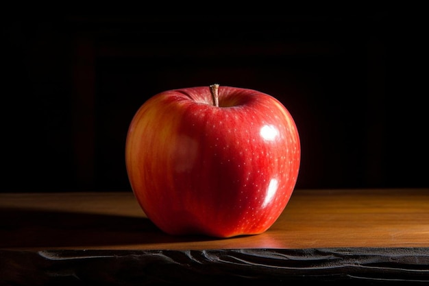 Apple with glowing edges in the dark