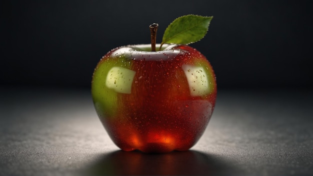 an apple with a green leaf that says quot apple quot on it