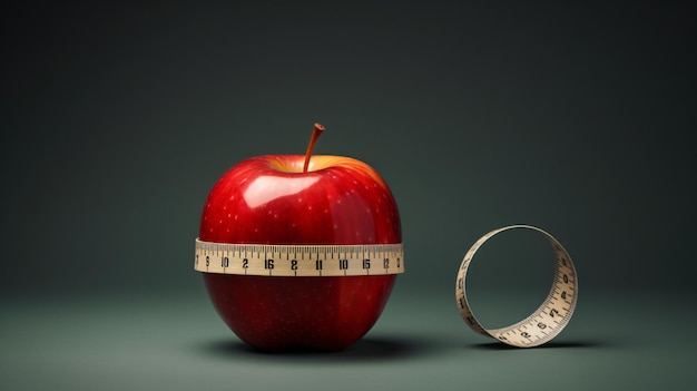 Apple with measuring tape