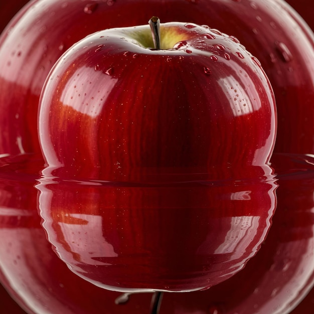 an apple with a red apple in the middle of it