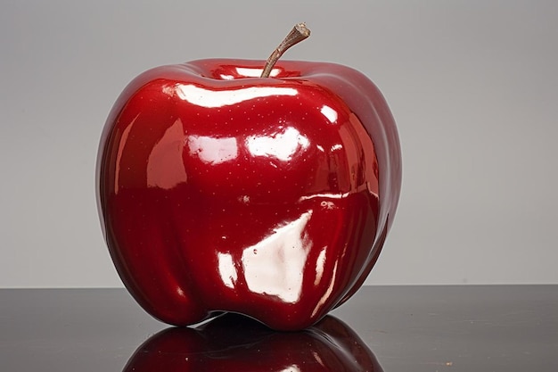 Apple with a reflective metallic sheen