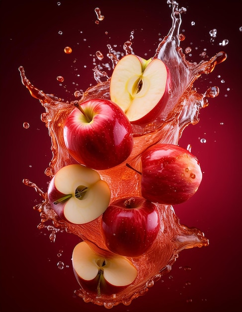 apples are being splashed with water and oranges