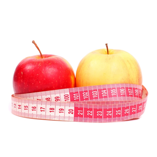 Apples and tape line concept of healthy food