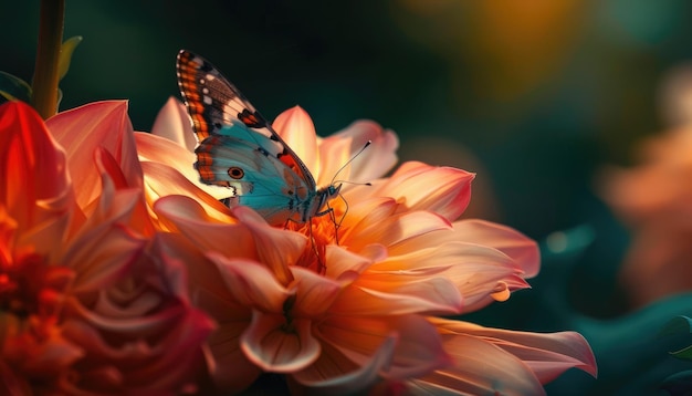 Photo appreciate a butterfly delicately landing on a flower in stunning macro nature photography aig62