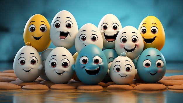 Appy Friendship Day celebrations concept with smiley faces painted on white eggs