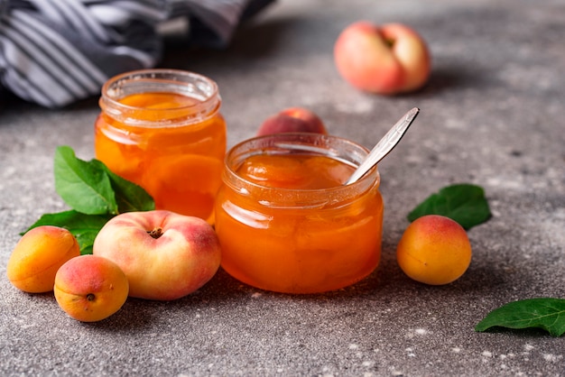 Apricot jam in glass jar