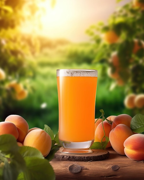 Apricot Juice with nurture background