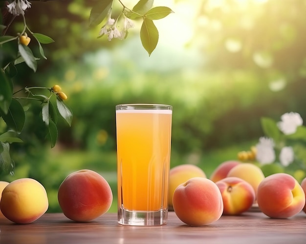 Apricot Juice with nurture background