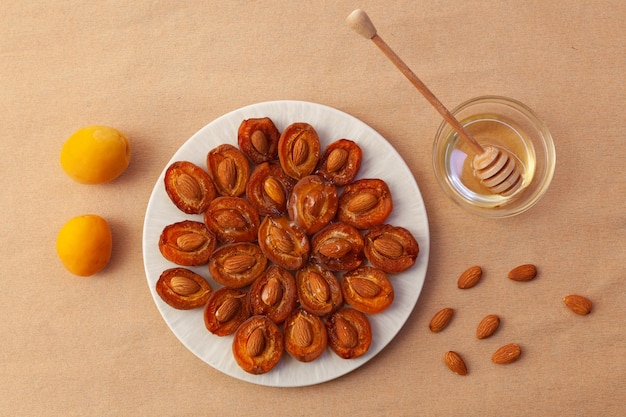 Apricot with honey and almonds