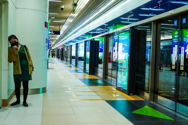 Photo april 20 2023 jakarta indonesia mrt train platform situation