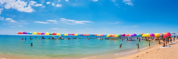 Photo aq summer beach panorama of an idyllic summer beach showcasing the beauty of summer holidays