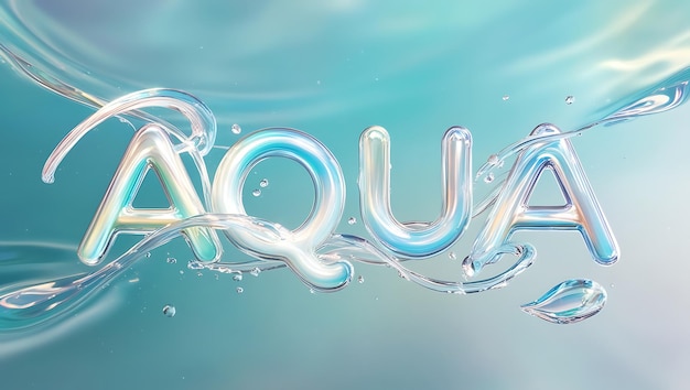 Aqua 3D text effect with water splashes