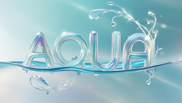 Aqua 3D text effect with water splashes