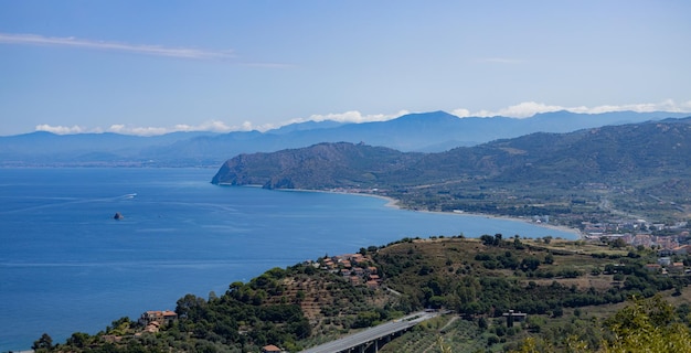 Aquamarine blue waters of the sea Sicily Italy