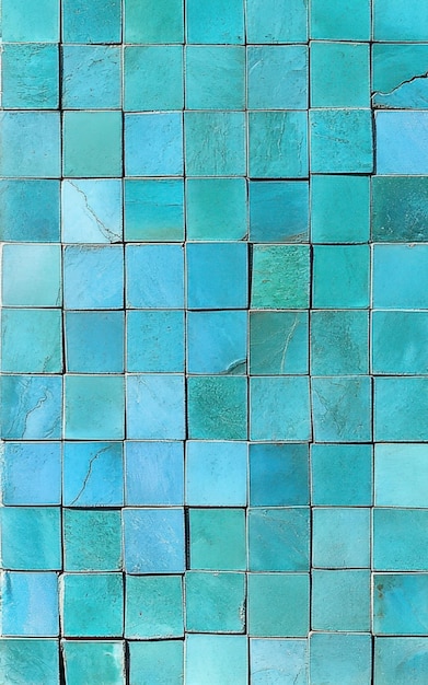 Photo aquamarine colored mosaic tiles texture