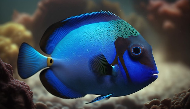 Aquarium cute regal blue coral tang fish Created Using Midjourney