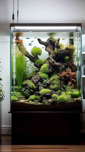 aquarium decoration on white wall