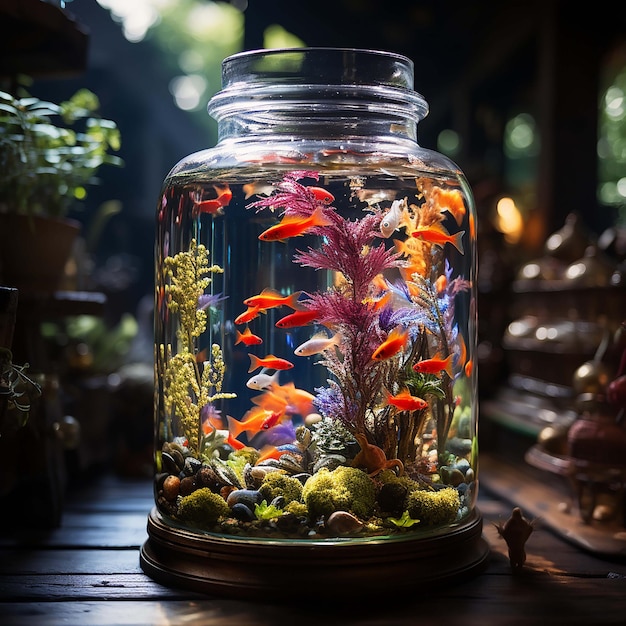 aquarium filled with colorful fish