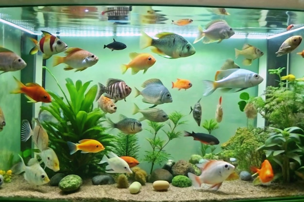 Aquarium fish in clean aquariums need careful aquarium maintenance and fish care