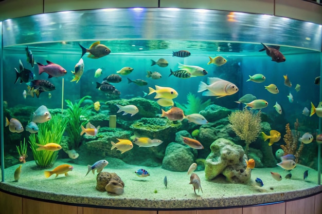 Aquarium fish in large aquarium tanks need balanced fish care and food diets