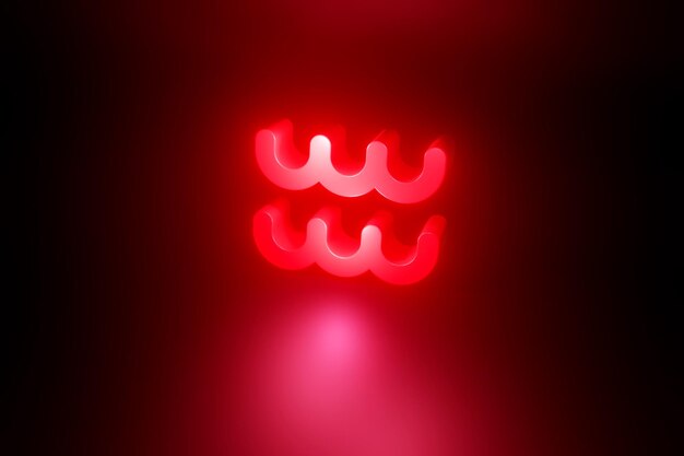 Aquarius red neon zodiac symbol, red neon glow horoscope sign 3D render