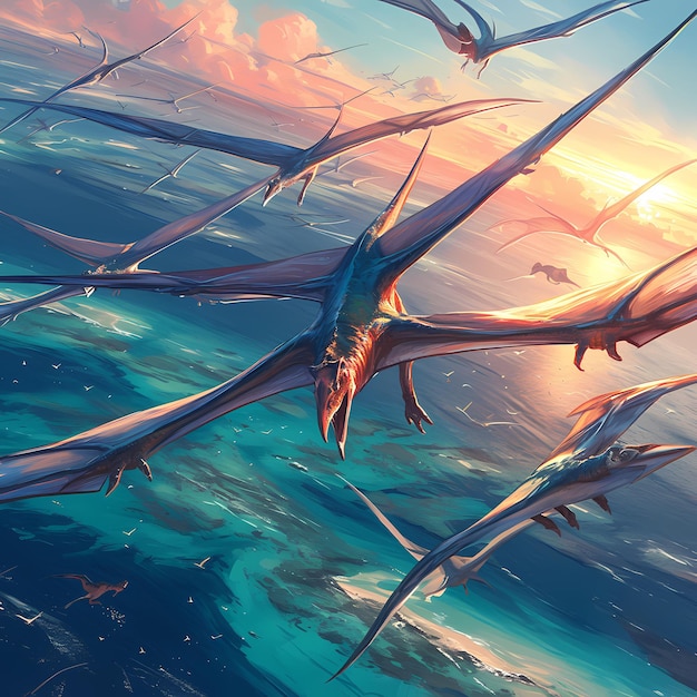 Aquatic Adventure Quetzalcoatlus Soars Above Turquoise Waters