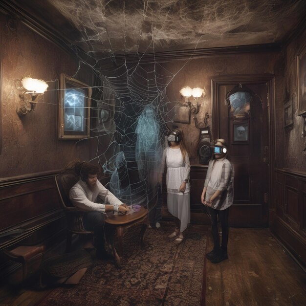 Photo ar escapades ghostly encounters in a victorian parlor