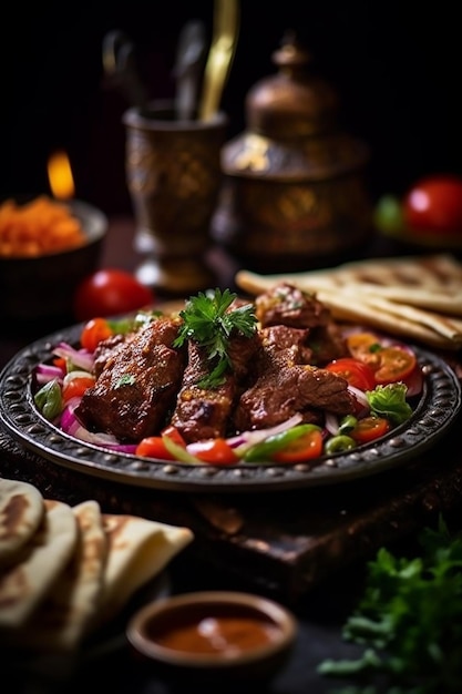 Arab dish in restaurant Muslim food