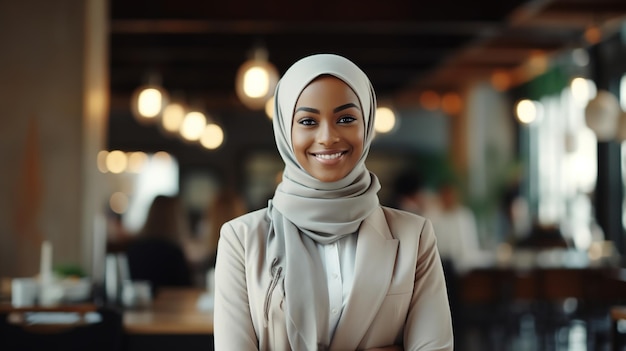 Arab girl in hijab smiling close up