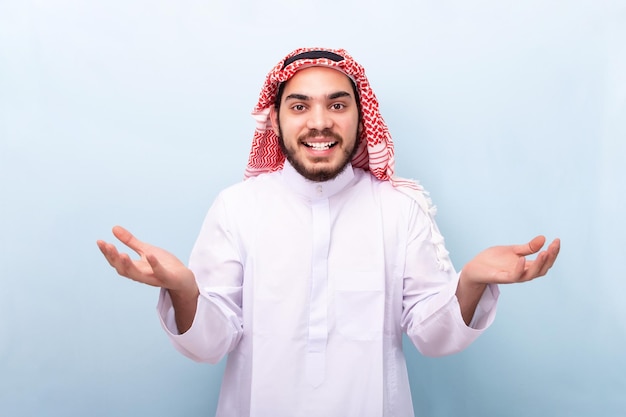 Arab man doubting and gesturing