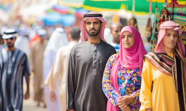 Photo arab men and women in traditional clothing