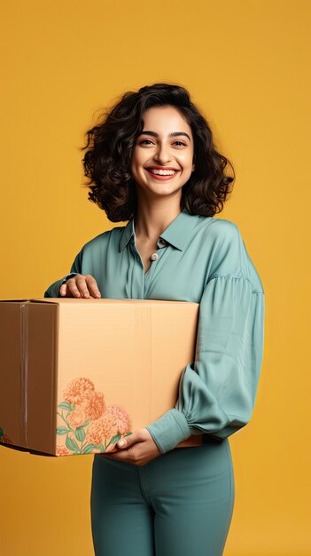 Arab woman holding a box