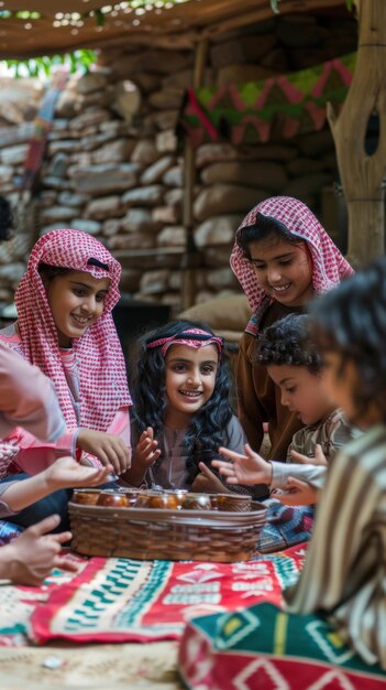 Photo arabian children enjoying a playful moment