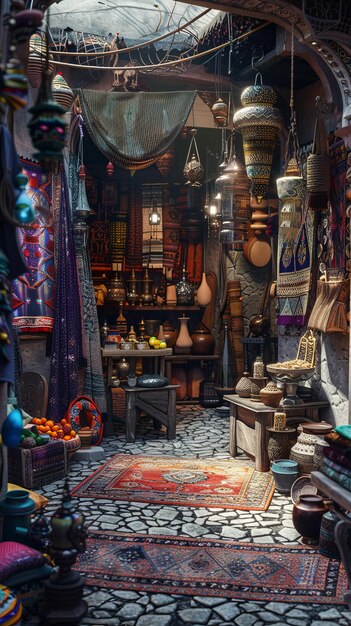 Photo arabian nights market bazaar 4k hyperrealistic photo