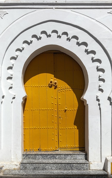 Arabic architecture in the old medina Streets doors windows details Tangier Morocco