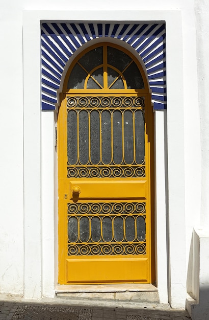 Arabic architecture in the old medina Streets doors windows details Tangier Morocco