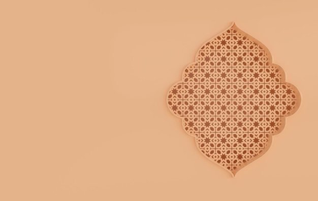 Arabic beige geometric window and pattern muslim holiday Ramadan arabesque 3d render