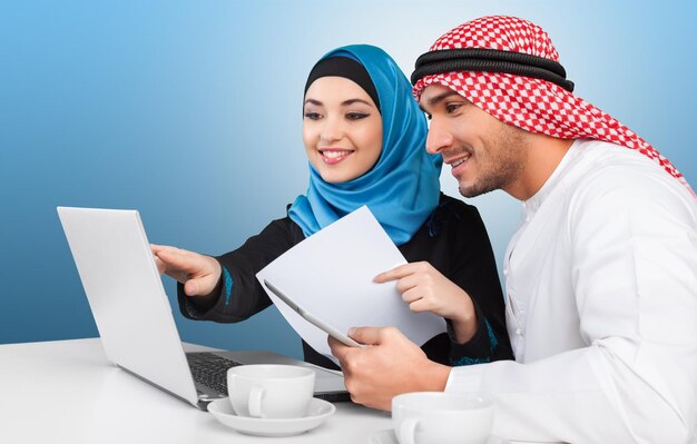 Arabic business people working in office