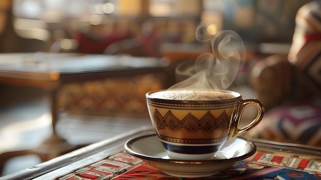 Arabic coffee expertly brewed with bold flavors and infused with aromatic cardamom ai image