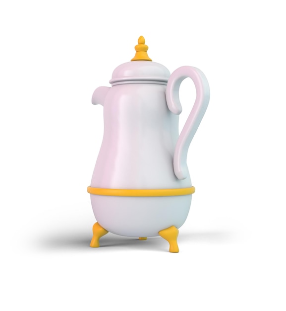 Arabic Coffee Pot Back Right Side Isolated In White Background