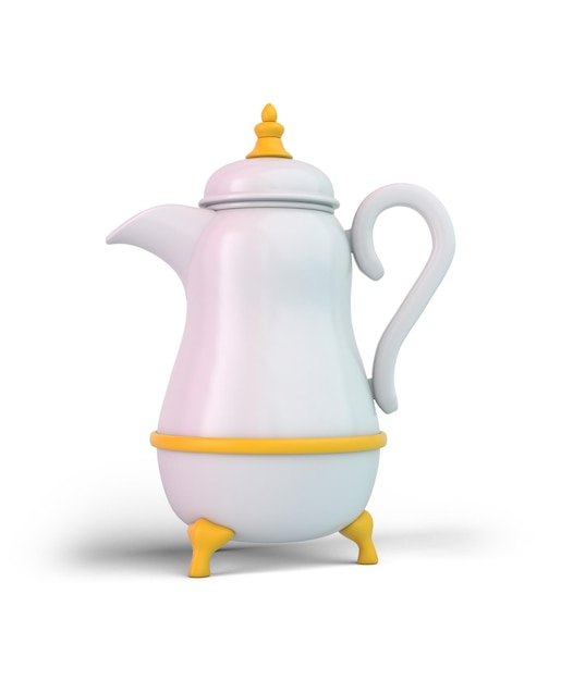 Arabic Coffee Pot Side View Isolated In White Background