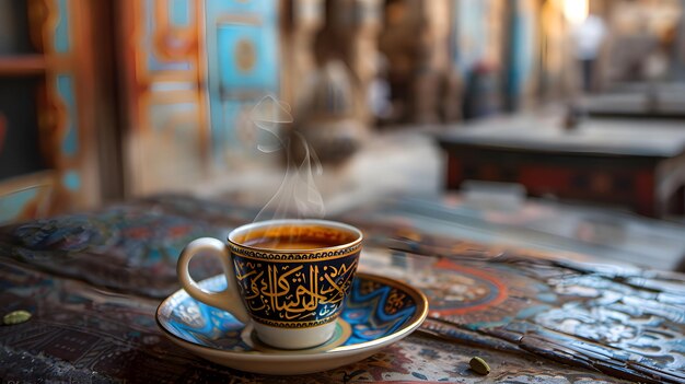 Arabic coffee skillfully brewed with bold flavors and infused with aromatic cardamom ai image