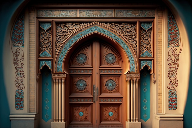 Arabic door in the style of the 19th century. 3d rendering digital art