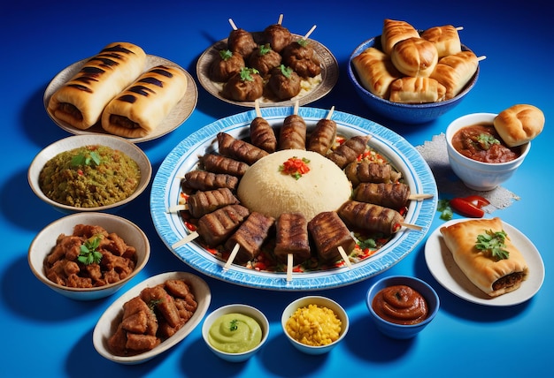 Photo arabic food assortment studio shot