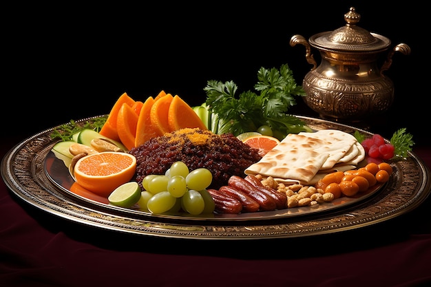 Arabic food plate and dessert