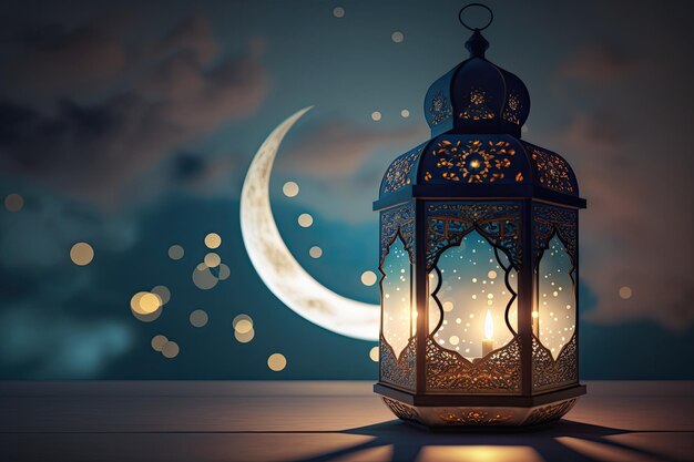 Arabic Lantern on Blurred with Copy Space for text