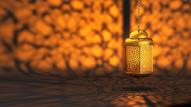 Arabic lantern lamp with light with texture Background