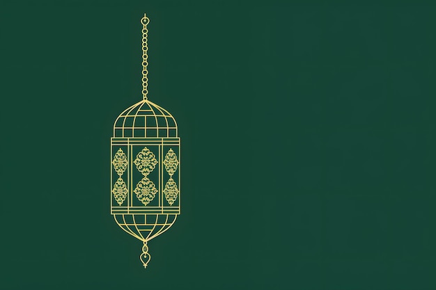 Arabic lantern for Ramadan on emerald green background